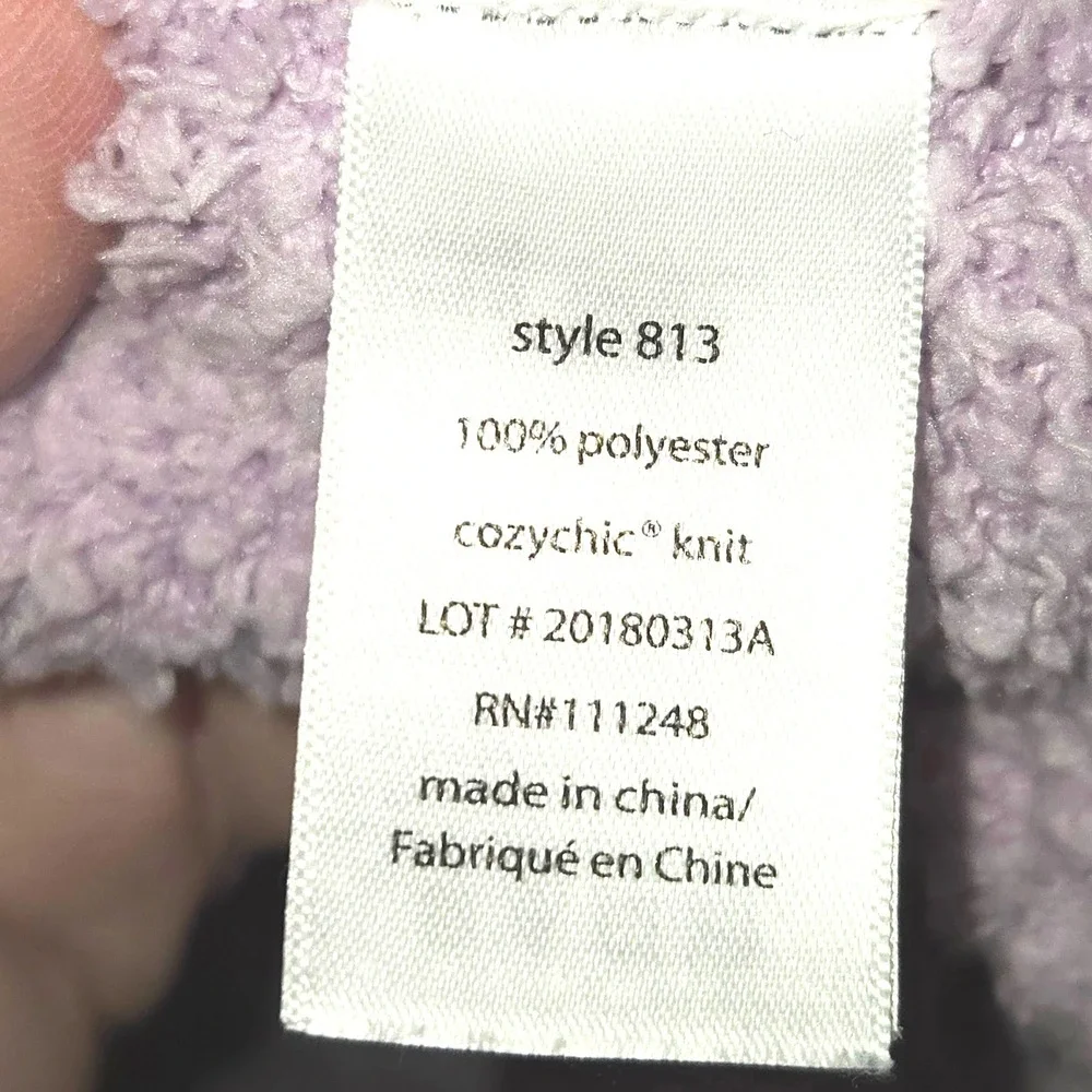 Barefoot Dreams Robe Girls Sz‎ 12/14 Lavender Purple CozyChic Hooded Striped 813